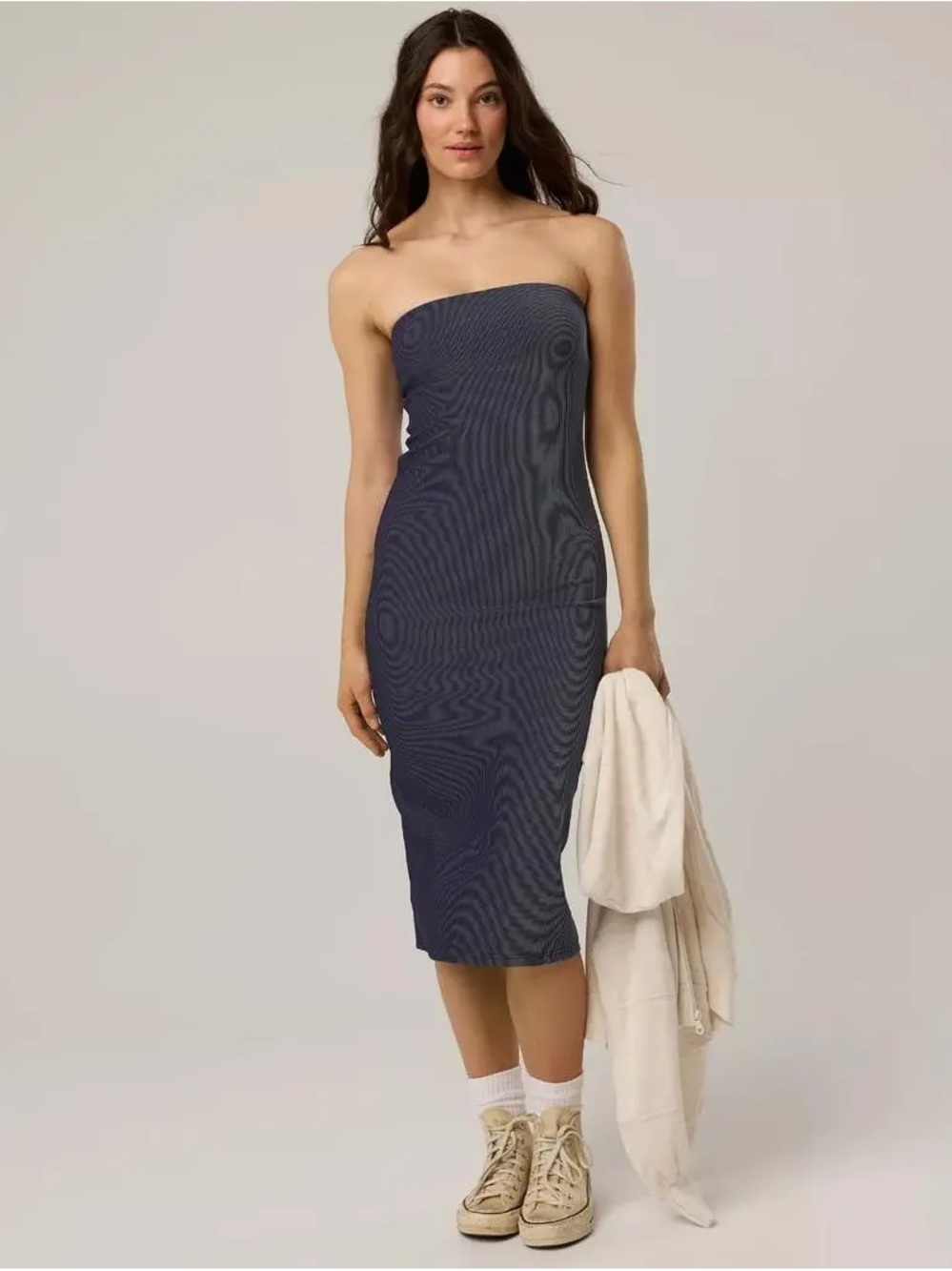 OFFLINE by Aerie Stripe Rib Night Out Midi Tube Dress
